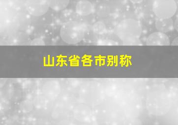 山东省各市别称