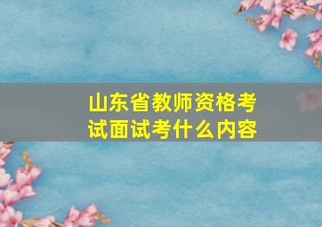 山东省教师资格考试面试考什么内容