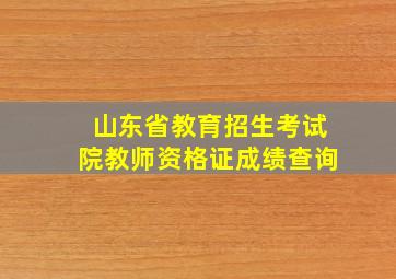 山东省教育招生考试院教师资格证成绩查询