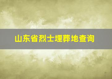 山东省烈士埋葬地查询