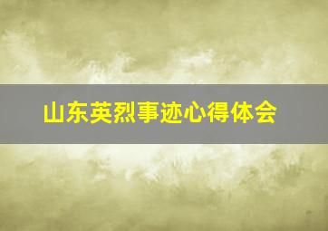 山东英烈事迹心得体会