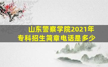 山东警察学院2021年专科招生简章电话是多少