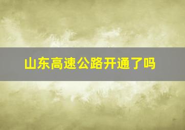 山东高速公路开通了吗