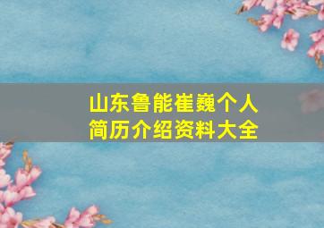 山东鲁能崔巍个人简历介绍资料大全