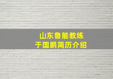 山东鲁能教练于国鹏简历介绍