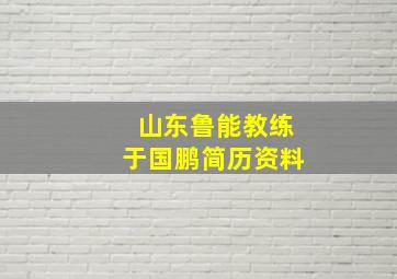 山东鲁能教练于国鹏简历资料