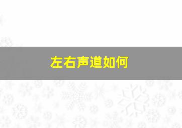 左右声道如何