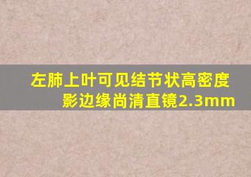 左肺上叶可见结节状高密度影边缘尚清直镜2.3mm