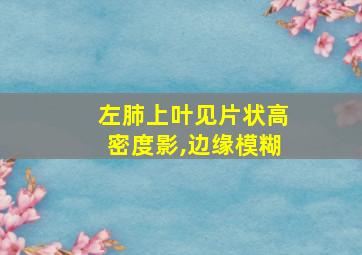 左肺上叶见片状高密度影,边缘模糊