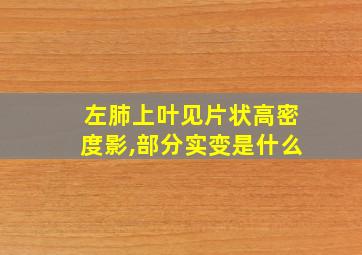 左肺上叶见片状高密度影,部分实变是什么