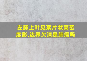 左肺上叶见絮片状高密度影,边界欠清是肺癌吗