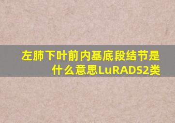 左肺下叶前内基底段结节是什么意思LuRADS2类