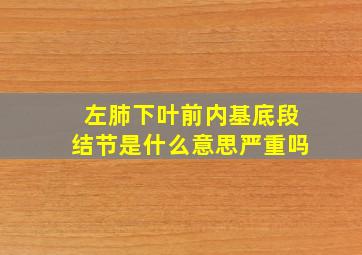 左肺下叶前内基底段结节是什么意思严重吗