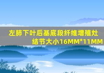 左肺下叶后基底段纤维增殖灶结节大小16MM*11MM