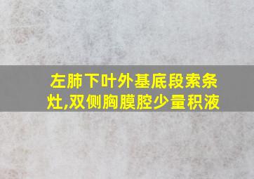 左肺下叶外基底段索条灶,双侧胸膜腔少量积液