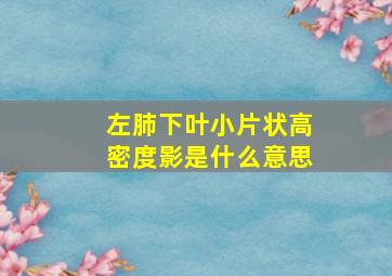 左肺下叶小片状高密度影是什么意思