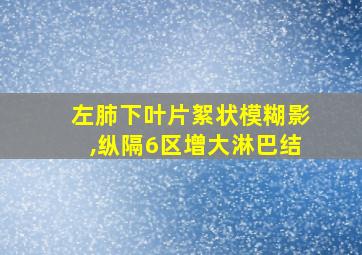 左肺下叶片絮状模糊影,纵隔6区增大淋巴结