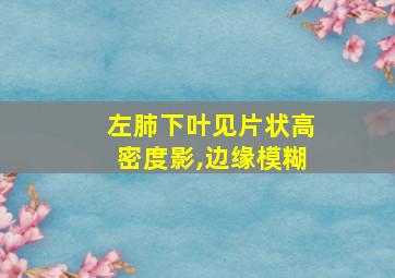 左肺下叶见片状高密度影,边缘模糊