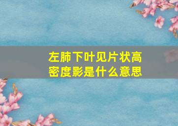 左肺下叶见片状高密度影是什么意思