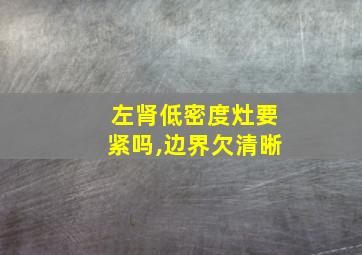 左肾低密度灶要紧吗,边界欠清晰