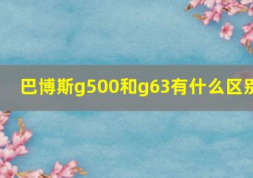 巴博斯g500和g63有什么区别