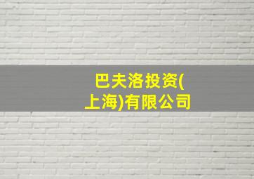 巴夫洛投资(上海)有限公司