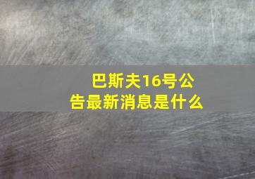 巴斯夫16号公告最新消息是什么