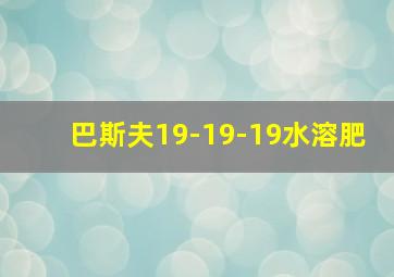 巴斯夫19-19-19水溶肥