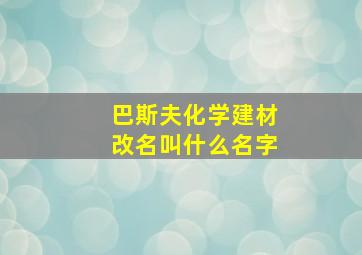 巴斯夫化学建材改名叫什么名字