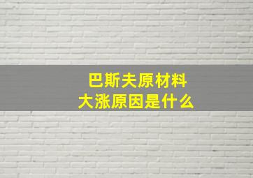 巴斯夫原材料大涨原因是什么