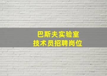 巴斯夫实验室技术员招聘岗位