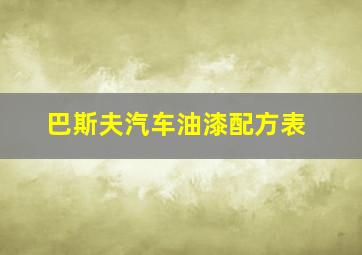 巴斯夫汽车油漆配方表