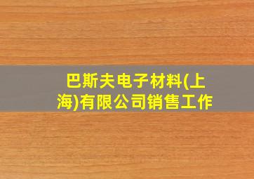 巴斯夫电子材料(上海)有限公司销售工作