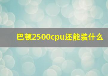 巴顿2500cpu还能装什么