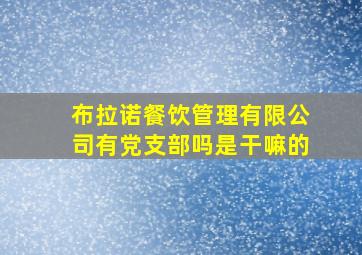 布拉诺餐饮管理有限公司有党支部吗是干嘛的