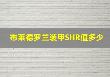 布莱德罗兰装甲SHR值多少