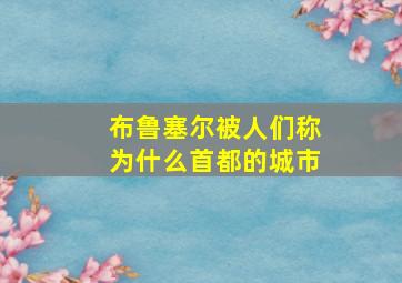 布鲁塞尔被人们称为什么首都的城市