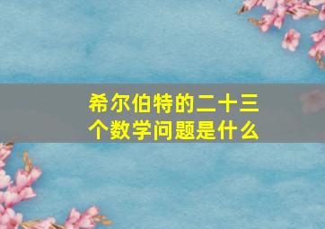 希尔伯特的二十三个数学问题是什么