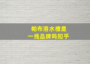 帕布洛水槽是一线品牌吗知乎