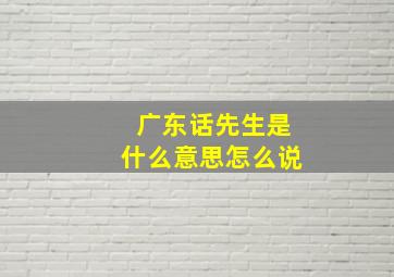 广东话先生是什么意思怎么说