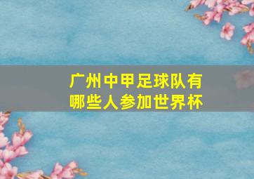 广州中甲足球队有哪些人参加世界杯