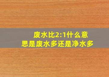 废水比2:1什么意思是废水多还是净水多