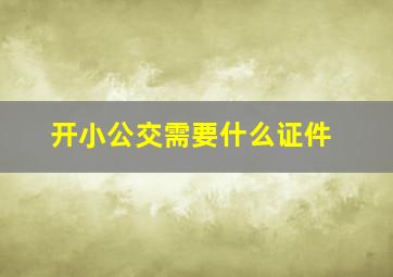 开小公交需要什么证件