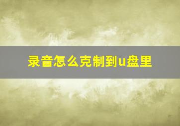 录音怎么克制到u盘里