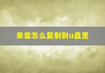 录音怎么复制到u盘里