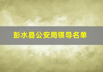 彭水县公安局领导名单