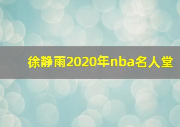 徐静雨2020年nba名人堂