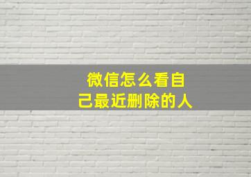 微信怎么看自己最近删除的人