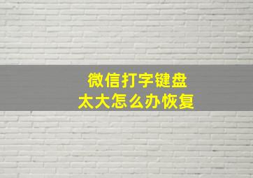 微信打字键盘太大怎么办恢复