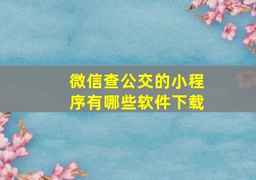 微信查公交的小程序有哪些软件下载